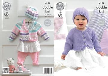 King Cole Baby DK Knitting Pattern - 4194 Cardigans & Hat