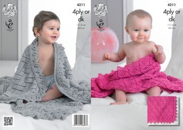 King Cole Baby DK Knitting Pattern - 4211 Shawls
