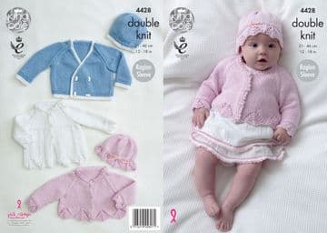 King Cole Baby DK Knitting Pattern - 4428 Matinee Coat, Cardigan, Jacket & Hats