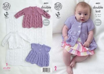 King Cole Baby DK Knitting Pattern - 4431 Blanket, Matinee Coats & Cardigans