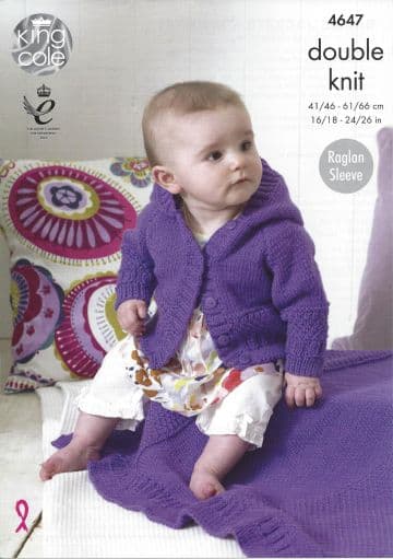 King Cole Baby DK Knitting Pattern - 4647 Jackets & Blanket