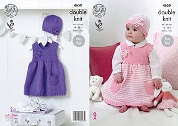 King Cole Baby DK Knitting Pattern - 4650 Dresses & Hats
