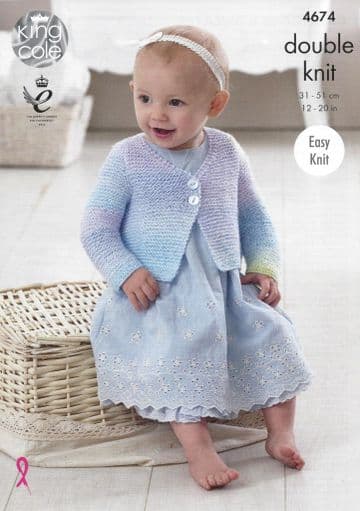 King Cole Baby DK Knitting Pattern - 4674 Cardigans & Sweater