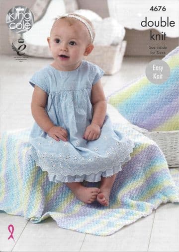 King Cole Baby DK Knitting Pattern - 4676 Blankets & Cushions