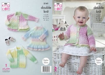King Cole Baby DK Knitting Pattern - 5141 Cardigans & Dresses