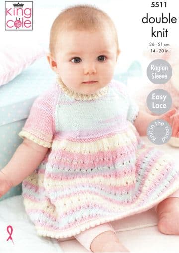 King Cole Baby DK Knitting Pattern - 5511 Dress, Matinee Coat & Blanket