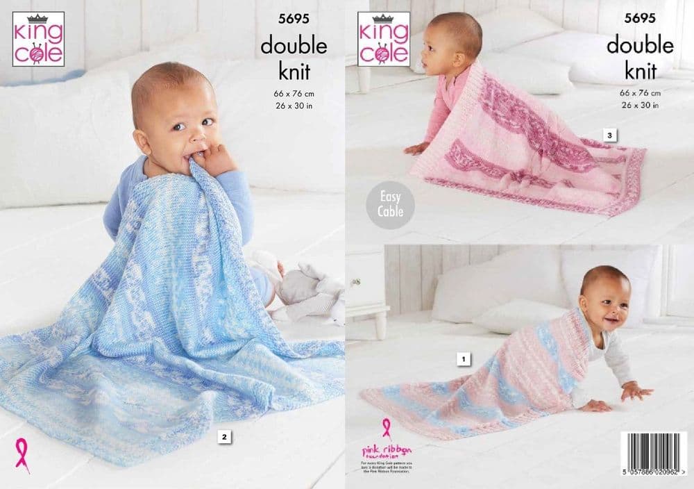 King Cole Baby DK Knitting Pattern - 5695 Baby Blankets