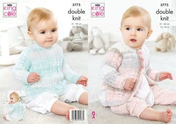 King Cole Baby DK Knitting Pattern - 5775 Sweater & Cardigan