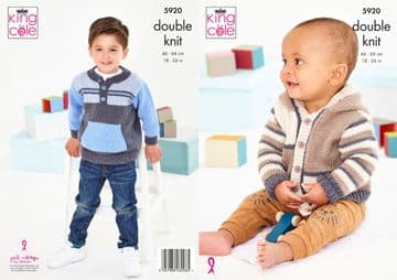 King Cole Baby DK Knitting Pattern - 5920 Hooded Jacket & Sweater