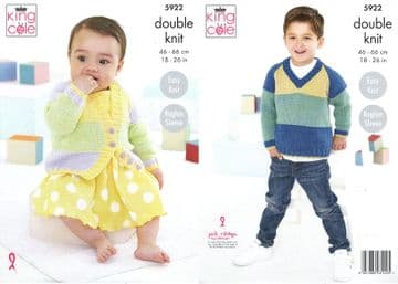 King Cole Baby DK Knitting Pattern - 5922 Sweater & Cardigan