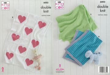 King Cole Baby DK Knitting Pattern - 6002 Blankets