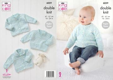 King Cole Baby DK Knitting Pattern - 6059 Cardigans & Sweater
