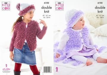 King Cole Baby DK Knitting Pattern - 6102 Cardigans, Hat & Blanket
