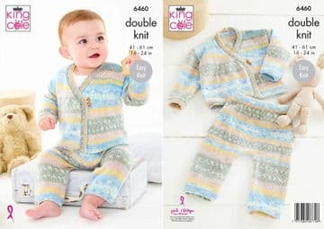 King Cole Baby DK Knitting Pattern - 6460 Cardigan & Trousers (16-24ins)