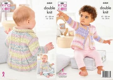 King Cole Baby DK Knitting Pattern - 6464 Cardigans (2 Designs)