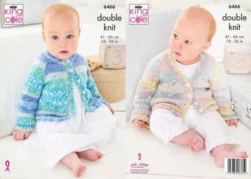 King Cole Baby DK Knitting Pattern - 6466 Cardigans (2 Designs)