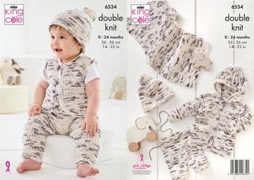 King Cole Baby DK Knitting Pattern - 6534 Baby Set ( 6 Designs)