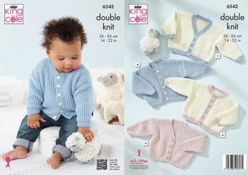 King Cole Baby DK Knitting Pattern - 6542 Baby Cardigans (4 Designs)