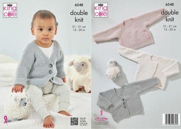 King Cole Baby DK Knitting Pattern - 6548 Baby Cardigans (3 Designs)