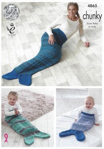 King Cole Chunky - 4865 Mermaid Blankets Knitting Pattern