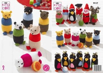 King Cole Chunky Crochet Pattern - 9117 Crochet Indoor Skittles