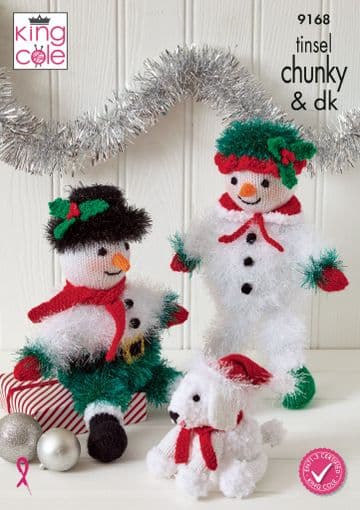 King Cole Chunky & DK Knitting Pattern - 9168 Mr & Mrs Twinkle & Snowflake