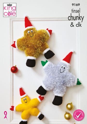 King Cole Chunky & DK Knitting Pattern - 9169 Dancing Stars in Tinsel