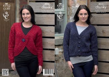 King Cole Chunky Knitting Pattern - 4033 Jackets