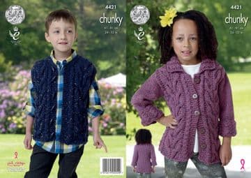King Cole Chunky Knitting Pattern - 4421 Children's Jacket & Gilet