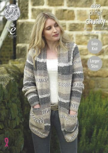 King Cole Chunky Knitting Pattern - 4599 Ladies Cardigans