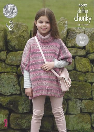 King Cole Chunky Knitting Pattern - 4602 Ponchos