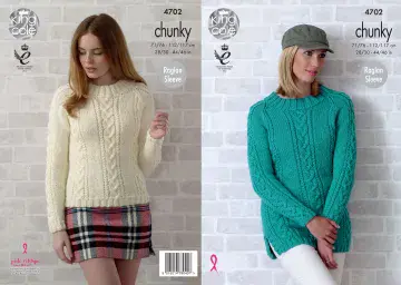 King Cole Chunky Knitting Pattern - 4702 Ladies Sweaters