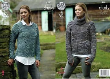 King Cole Chunky Knitting Pattern - 4881 Sweaters