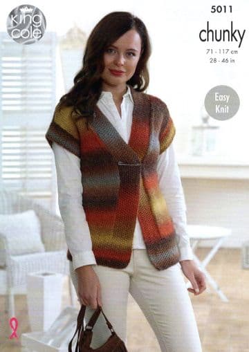 King Cole Chunky Knitting Pattern - 5011 Waistcoat & Tabbard