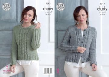 King Cole Chunky Knitting Pattern - 5013 Ladies Cardigan & Sweater