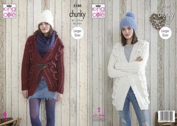 King Cole Chunky Knitting Pattern - 5180 Jackets & Hat