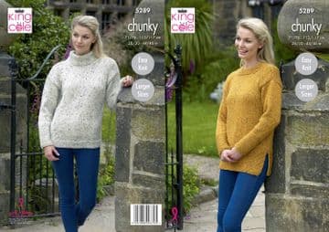 King Cole Chunky Knitting Pattern - 5289 Ladies Sweaters