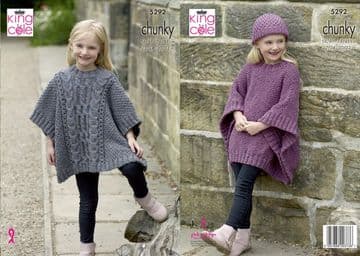King Cole Chunky Knitting Pattern - 5292 Tabbards & Hat