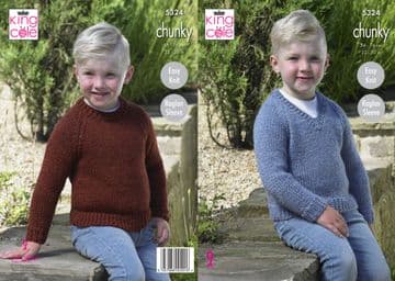 King Cole Chunky Knitting Pattern - 5324 Childrens Sweaters
