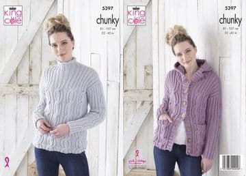 King Cole Chunky Knitting Pattern - 5397 Hoodie & Sweater
