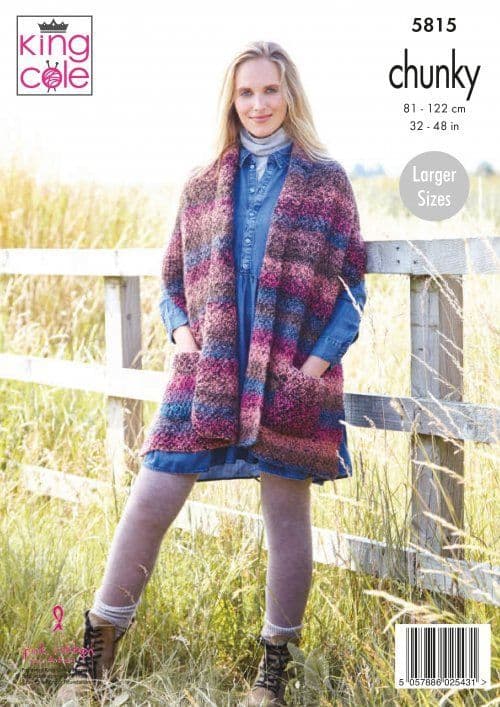 King Cole Chunky Knitting Pattern 5815 Shawls