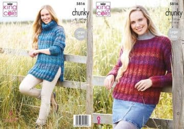 King Cole Chunky Knitting Pattern - 5816 Sweater & Tunic