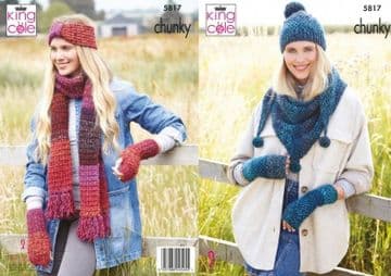 King Cole Chunky Knitting Pattern - 5817 Accessories