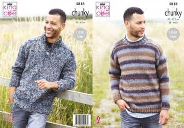 King Cole Chunky Knitting Pattern - 5818 Sweaters
