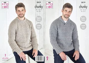King Cole Chunky Knitting Pattern - 5819 Sweaters