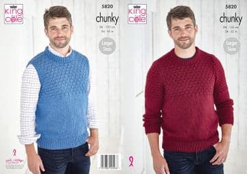 King Cole Chunky Knitting Pattern - 5820 Sweaters