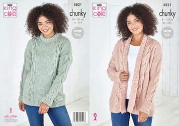 King Cole Chunky Knitting Pattern - 5821 Jacket & Sweater