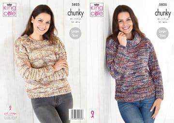 King Cole Chunky Knitting Pattern - 5825 Sweaters