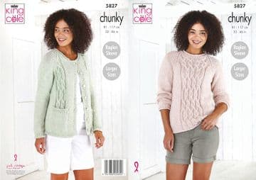 King Cole Chunky Knitting Pattern - 5827 Cardigan & Sweater