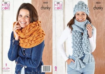 King Cole Chunky Knitting Pattern - 5832 Accessories